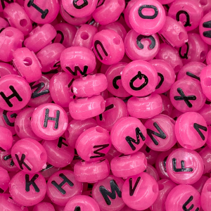 Alphabetic acrylic beads pink 10mm, set ca 400 pieces